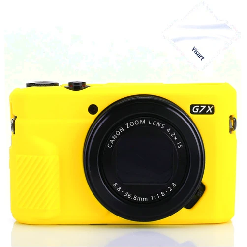 Yisau G7X Mark II Case III Camera Silicone Ultra-Thin Lightweight Rubber Soft Bag Cover for Canon PowerShot + Microfiber Cloth (Yellow)