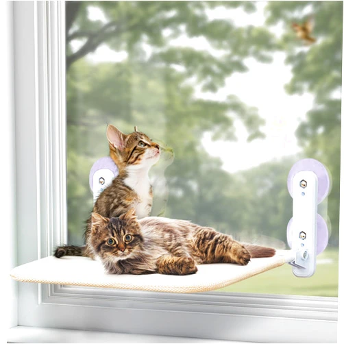 TONY HOBY Cat Window Hammock, Foldable Cat Window Perch, Comfortable and Breathable Cat Hanging Hammock Bed