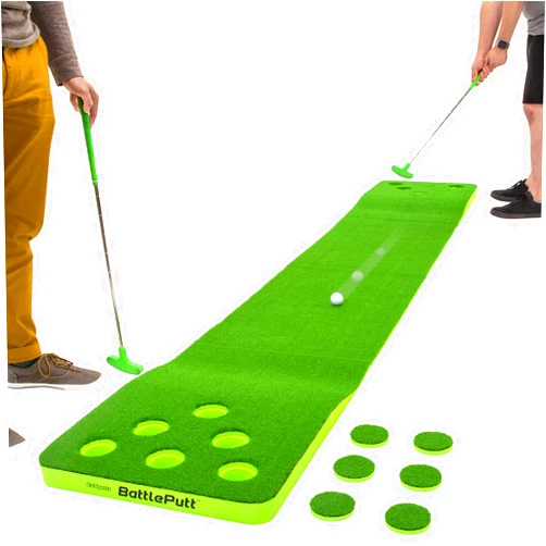 GoSports BattlePutt Golf Putting Game, 2-on-2 Pong Style Play with 11 ft Putting Green, 2 Putters and 2 Golf Balls