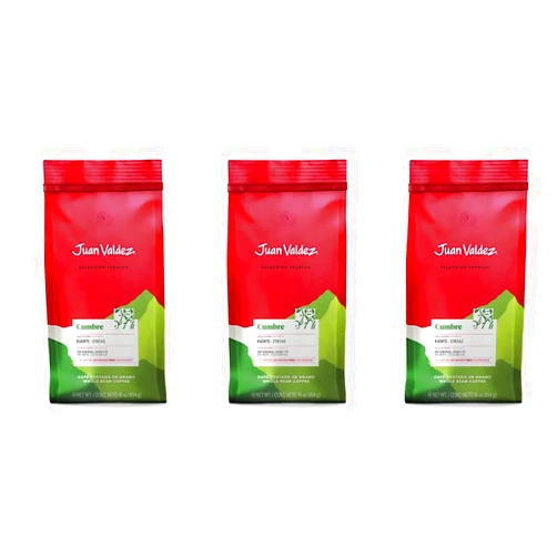Juan Valdez Cumbre Whole Bean Coffee, Dark Roast 16 oz - Premium Colombian Coffee (Pack of 3)