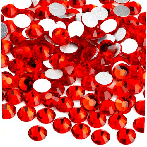 Yantuo Flat Back Rhinestons Red 1440pcs, Lt.Siam 5 mm ss 20 Round Non Hotfix Rhinestone Glitter Gems,Glue On Crystal Stone for Nail Art,Shoes, DIY Craft Deacorations