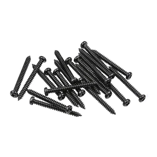 Musiclily Basic 2.6x26mm Metal Metric Thread Guitar Pickup Wood Mounting Screws for Single Coil/Humbucker Pickups, Black (Set of 20)