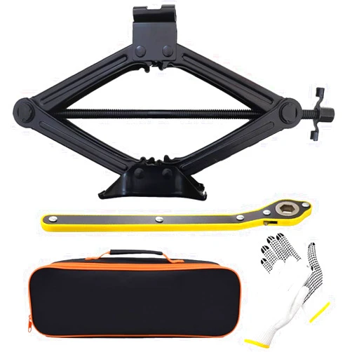 LECWOF Scissor Jack Kit 4409 lbs (2 Ton) Heavy Duty Quick Jack Car Lift Universal Portable Tire Change Kit Bag for Auto SUV Mpv (Ratchet Wrench)