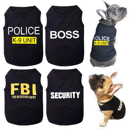 LKEX Dog Shirts 4 Pack Cat Apparel Costumes for Cosplay，Breathable Pet T-Shirts，Summer Clothes K9 Security Boss FBI Vest for Dogs Puppy Boy Girl (M, Black)