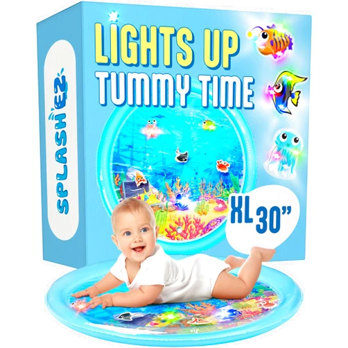 SplashEZ Lights Up Tummy Time Water Mat for Babies, 30