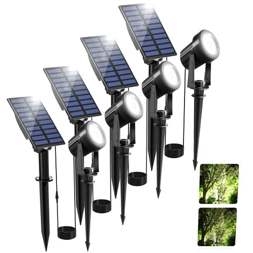 T-SUN Solar Spot Lights Outdoor Solar Spotlights Cold White Spotlight IP65 Waterproof Landscape Light Auto On/Off Solar Lights for Garden Yard Lawn Path