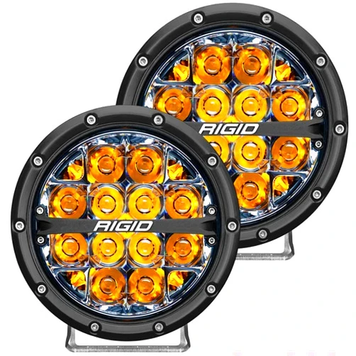 Rigid Industries 36201 360-Series LED Off-Road Light 6 in Spot Beam for High Speed 50 MPH Plus Amber Backlight Pair
