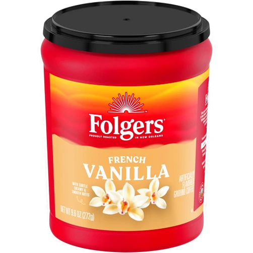 Folgers French Vanilla Flavored Ground Coffee, 9.6 Ounce Canister (Pack of 6)