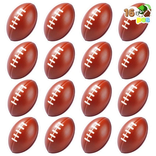 JOYIN 16 Pack 3.25” Mini Football Foam Stress Balls Toy for Kids Sports Birthday Party Favor, Anxiety Relief Balls, Relaxation, Super Bowl LIII Party and School Classroom Prize