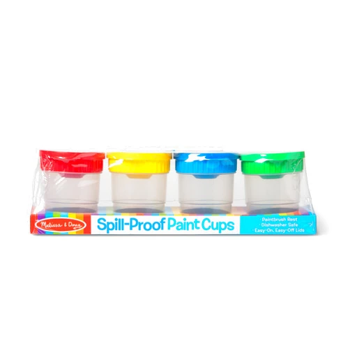 Melissa & Doug Spill-Proof Paint Cups - 4-Pack, Airtight Seal, Snap Lids
