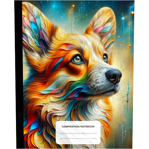 Artful World Publications Composition Notebook: Universe Animals Corgi Dog Illustration - Wide Ruled Lined Paper Journal For School, College, Office, Work - 7.5