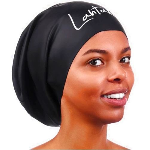 Lahtak Large Swim Cap for Long Hair - Waterproof Durable Silicone Swimming Cap for Braids, Dreadlocks, Weaves, Afros, Curls – Swim Caps for Women & Men – Anti-Leak Seal for Pool, Beach, Laps & Water Workouts