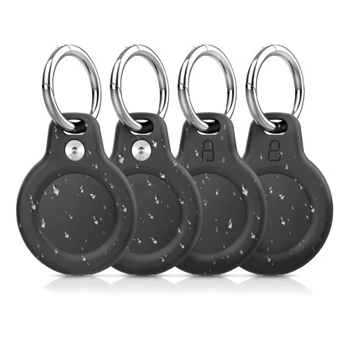 Pautas Apple AirTag Holder - 4 Pack Waterproof Air Tag Case All-Round Protection Hold Air Tag Securely with Spring Metal Keychain Key Ring Clip, Air Tag Case for Keys, Luggage, Bags