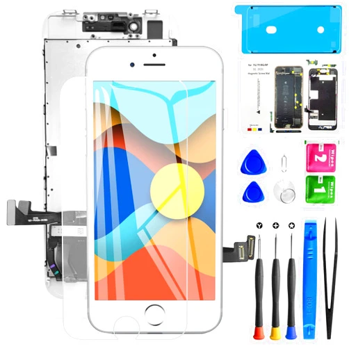 Mobkitfp for iPhone 8/ SE 2020 2nd Generation Screen Replacement White 4.7 inch LCD Display Digitizer Screen with Waterproof Seal + Repair Tools + Screen Protector