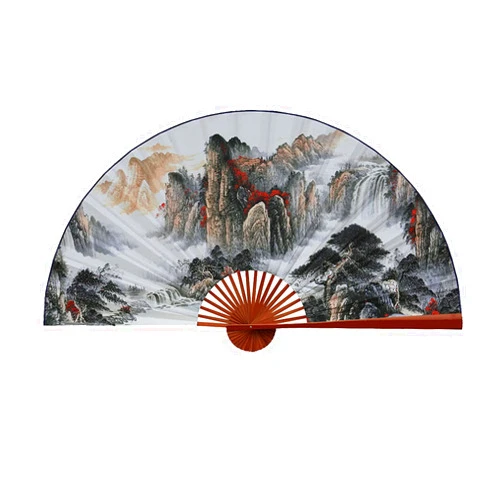 PAOOPA Decorative Hanging Fan Painting, Large Hanging Fan Porch Living Room Wall Hanging Craft Large Painting Fan, Bamboo Fan Bone, Hanging Rope Attached to The Back,B-High 0.5m