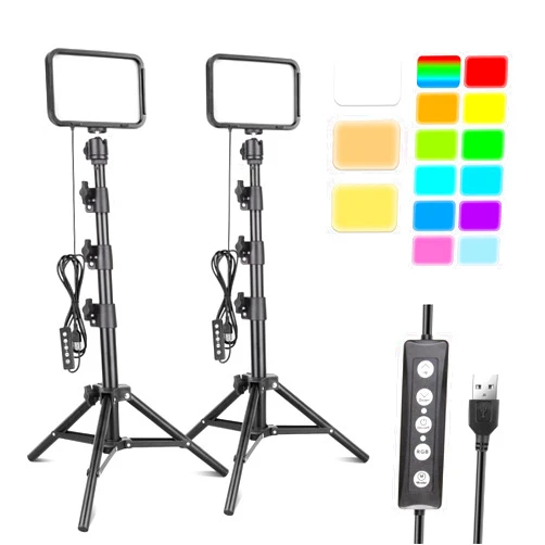 Torjim RGB Photography Video Lighting,Studio Lights with Adjustable Tripod Stand - 16 Color Lighting for Video Recording/YouTube/TikTok/Live Streaming/Make up/Vlogging