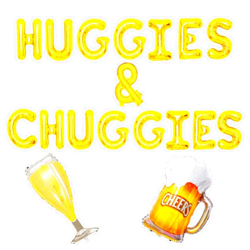 JeVenis Huggies and Chuggies Party Decorations Huggies and Chuggies Banner Sign Gender Reveal Party Diaper Party Decor A Baby is Brewing Decorations