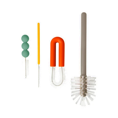 Boon Mod Replacement Baby Bottle Brushes - Includes Bottle Cleaner Brush, Straw Cleaner Brush, Nipple Brush and Detail Brush for Baby Bottles - Newborn Essentials - Deco - 4 Count