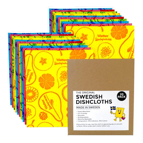 Generic Original Swedish Dishcloths – 20 Pack Reusable Cellulose Sponge Cloths | Made in Sweden | Eco-Friendly, Absorbent Dish Rags for Kitchen, Counters & Household Cleaning