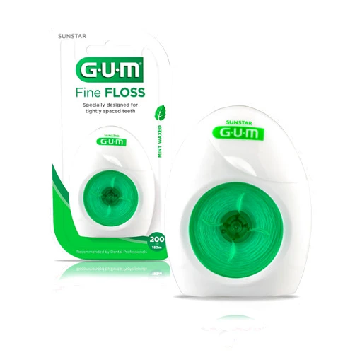 GUM Fine Waxed Dental Floss, Rewindable Dispenser, Mint, 200 Yards