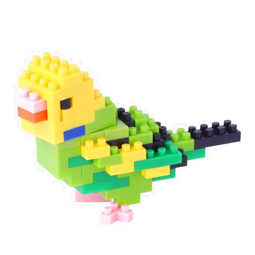 KAWADA nanoblock - Birds - Budgie Green Opaline, Collection Series Building Kit