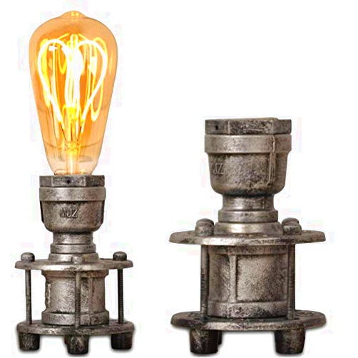 JUNOLUX Vintage Industrial Table Lamp, Steampunk Reading Standing Lights, Retro Small Desk lamp Bedside for Living Room Bedroom Coffee House Bar Decor (Nickel)