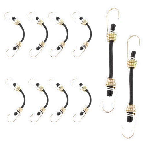 PDETVEO 2 Inch Mini Bungee Cords with Hooks, Black Elastic Bungee Cords Heavy Duty Outdoor Tarp Bungee Straps, 10PCS