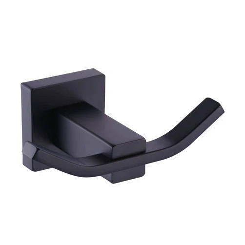 WOWOW Towel Hooks for Bathrooms Matte Black, SUS304 Stainless Steel Coat Hook, Bathroom Robe Towel Holder, Heavy Duty Robe Hooks, Bathroom Double Towel Hooks for Coats, sponges, Clothes Wall Mount
