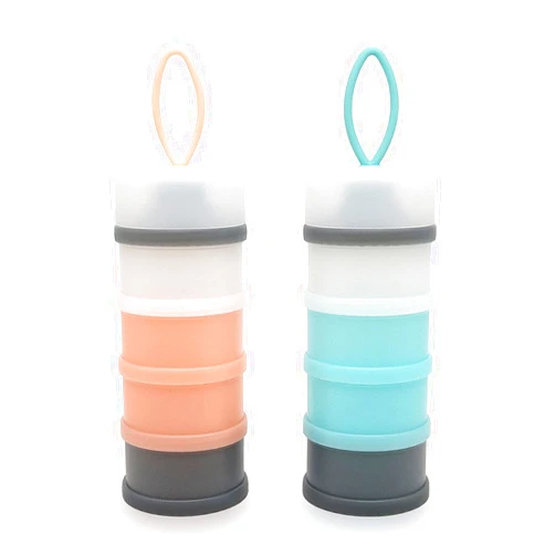LADISO Baby Formula Dispenser, Portable Milk Powder Dispenser Container, Baby Feeding Travel Storage Container, Non-Spill Stackable Baby Snack Storage Container, BPA Free, 4 Compartments, 2 Packs