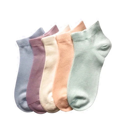 SERISIMPLE Women Viscose Bamboo Ankle Socks Low Cut Thin Sock Lightweight Pastal Color Soft Sock 5 Pairs