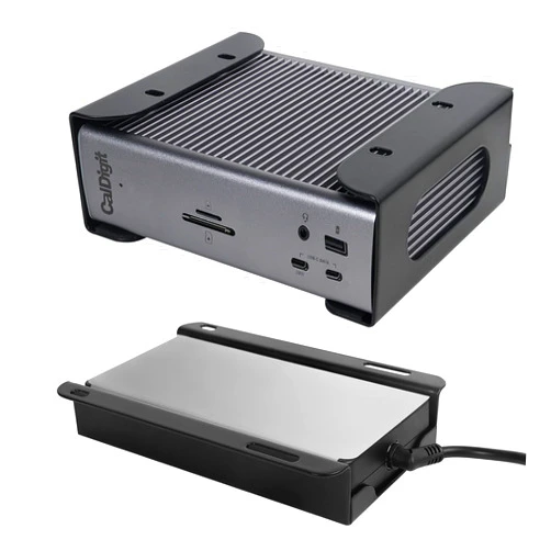 DUDUXI Under Desk Holder for Thunderbolt 4 Dock/Thunderbolt 3 Dock and Power Cable, Under Desk Iron Storage Rack for TS4 / TS3 Plus, No Drill, Easy Install with All Hardware Included