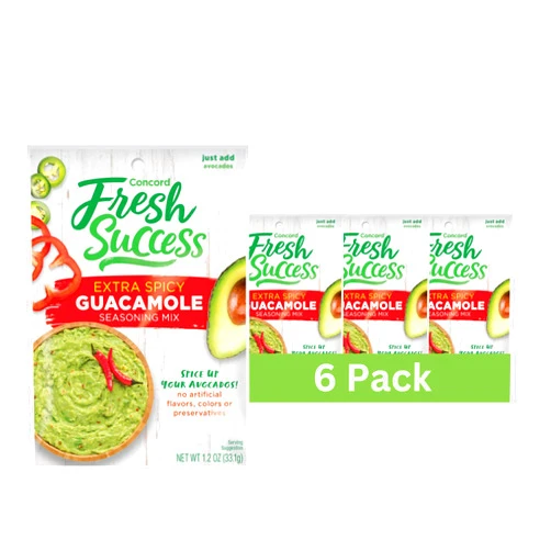 Concord Foods Extra Spicy Guacamole Mix: Bold Heat with Traditional Flavors - Perfect for Spicy Guac Enthusiasts! 1.2 Ounce (Pack of 6)