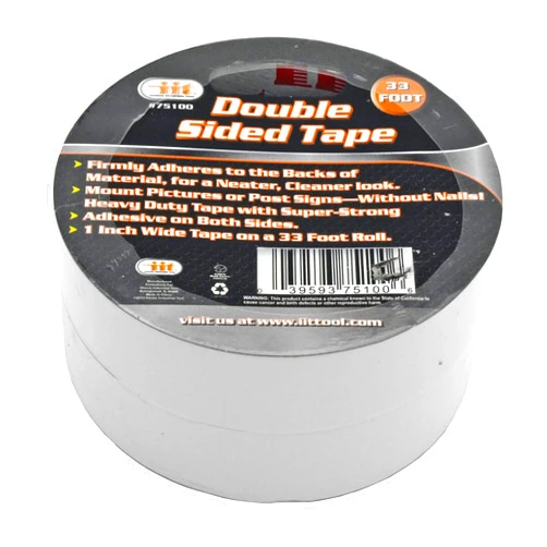 IIT Double Sided Tape - Package of 2 Rolls - 1 Inch Wide x 33 Ft. Long