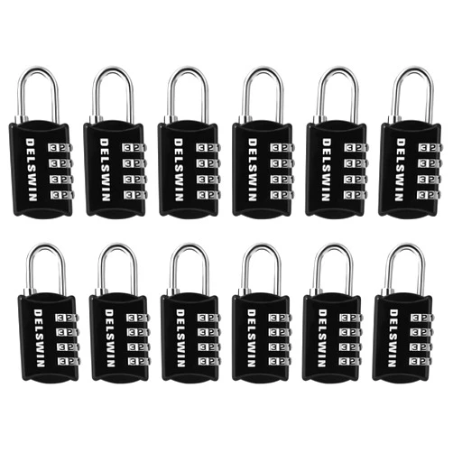 DELSWIN Combination-Padlock 4-Digit-Gym-Locker-Lock - 12 PCS Resettable Combo Lock for Toolbox School Employee Locker Weatherproof Travel Lock for Luggage Backpack Gate Shed