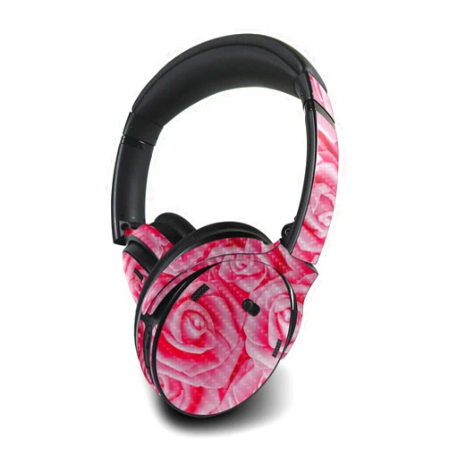 MIGHTY SKINS MightySkins Carbon Fiber Skin Compatible with Bose QuietComfort 45 Headphones Super Pink Roses | Protective, Durable Textured Carbon Fiber Finish | Easy to Apply