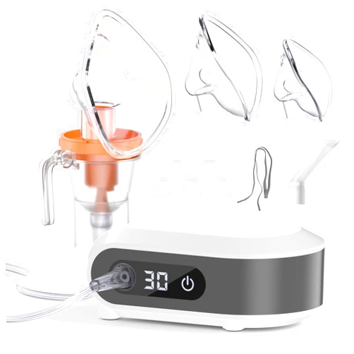 LYGJMYOK Smart Portable Nebulizer for Adults and Kids, Digital Nebulizer Machine for Kids, Breathing Treatment Machine Nebulizer, Nebulizer Compressor with Timer Function (Two Nebulizer Masks Included)