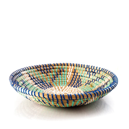 Symmetric Matrix Woven Wall Basket Decor, Seagrass Woven Basket Boho Decor for Home, Bohemian Wall Decor for Living Room, Natural Seagrass Hanging Basket or Fruit Bowl, Rattan Wall Decor 11.8