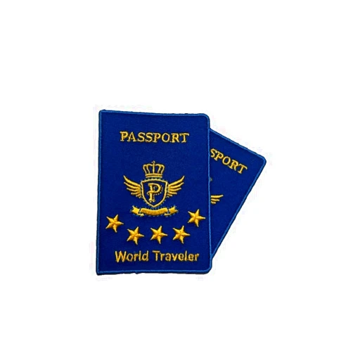 Patch Party Club PATCHPARTYCLUB World Traveler, Gold Passport Patch-1 Pc, Size 3x3 Embroidered Patch, Style up with Trendy Iron on Patches, Attractive Vintage Patch for Cloths and Accessories