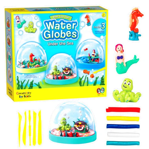 Creativity for Kids Make Your Own Under the Sea Water Globes - Make 3 DIY Snow Globes, Arts and Crafts for Boys and Girls, Kids Activities and Birthday Gifts for Ages 6-8+