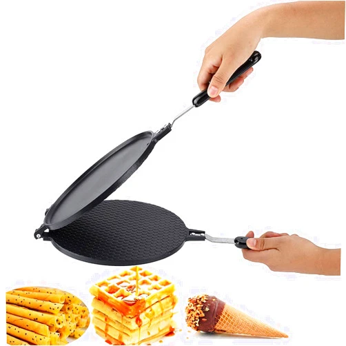LIZEALUCKY Egg Roll Maker Pan, Waffle Cone Maker Pan Aluminum Alloy Gas Non-Stick Cake Griddle Egg Roll Mold Kitchen Baking Tool, 8.66 inch Diameter