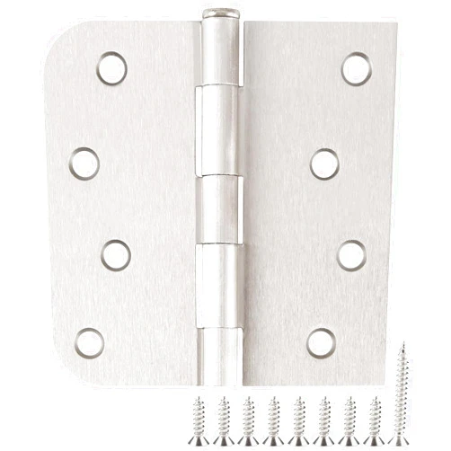 TDCHINGES 3 Pack Brushed Nickel Hinges 4 Inch Interior/Exterior Door Hinges Satin Nickel Door Hinges 4 in Square Rounded 5/8