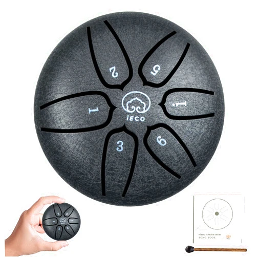IECO Buddha Stones Mini Steel Tongue Drum 3 Inch 6 Notes Steel Drum Instrument, Ethereal Drum for Kids Adults, Handpan Drum for Meditation Sound Healing