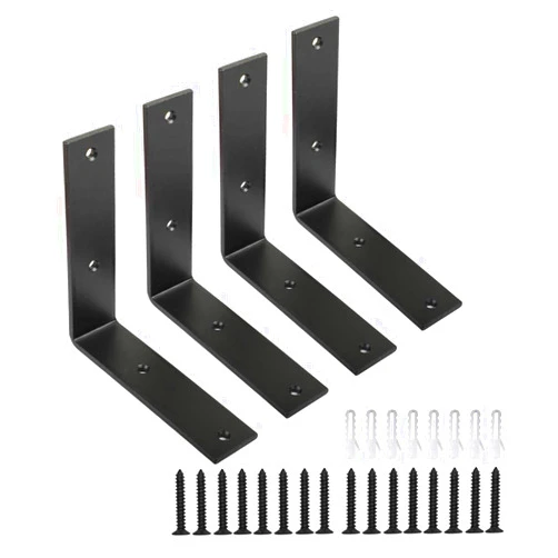 WINKER Corner Brace 4 Pcs Shelf Bracket Heavy Duty Black Steel L WINKER Corner Brace, Decorative Joint Angle Bracket for Shelf 6 InchX6 Inch Shelves Wall Hanging Bracket with Screws