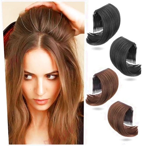 VASANA 2PCS Invisible Synthetic Hair Bun Hair Clip Hair Fluffy Pad Hair Base Bump It Up Volume Styling Insert Tool Increased Hair Pad Fluffy Hair Styling Accessories for Women Lady(BROWN BLACK)