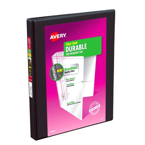 Avery Durable View 3 Ring Binder, 1/2 Inch Slant Rings, 12 Black Binders (17001)