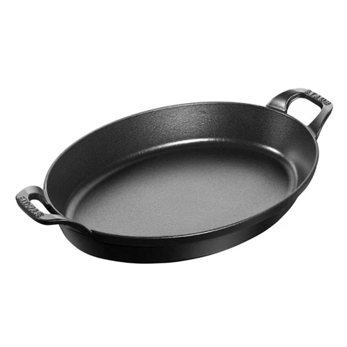 staub Dish 40509-342 Oval Stackable Dish, Black, 12.6 inches (32 cm), Enamel, Iron