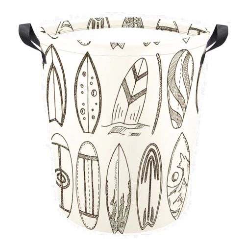 HoaMoya Collapsible Doodle Summer Surfboard Laundry Basket Laundry Hamper With Handles Large Clothes Toy Storage Bin for Household Bedroom Bathroom