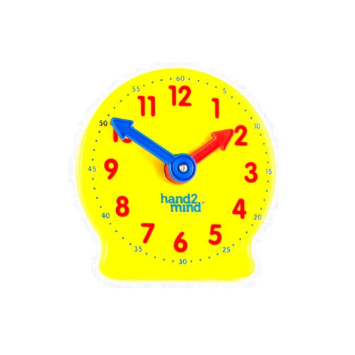 hand2mind Mini Geared Clock, Telling Time Teaching Clock, Learn to Tell Time Clock, Analog Learning Clock, Clock for Kids Learning to Tell Time, Teaching Time Classroom Clock (Set of 12)