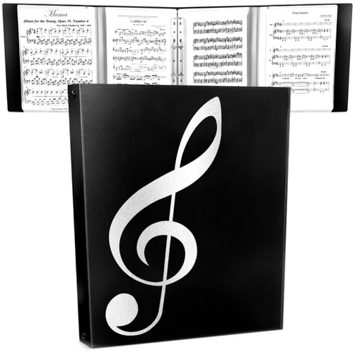 Tutata Sheet Music Folder, 8.5 × 11 Music Binder, 4 Page Expand, 52 Pages Capacity, Writable Choir Folder, Black