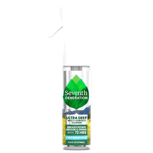Seventh Generation Ultra Deep Probiotic Multi Surface Cleaner, 9.4 Fl Oz, Fresh Breeze, 80% USDA Biobased All Purpose Cleaning Spray, Breaks Down Tough Grease & Grime, Safe for Kids & Pets